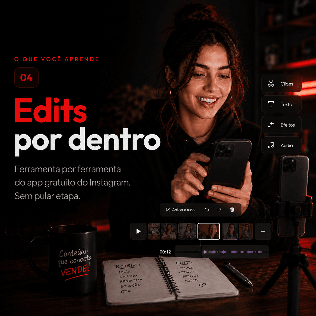 Edits por dentro: Ferramenta por ferramenta do app gratuito do Instagram. Sem pular etapa.